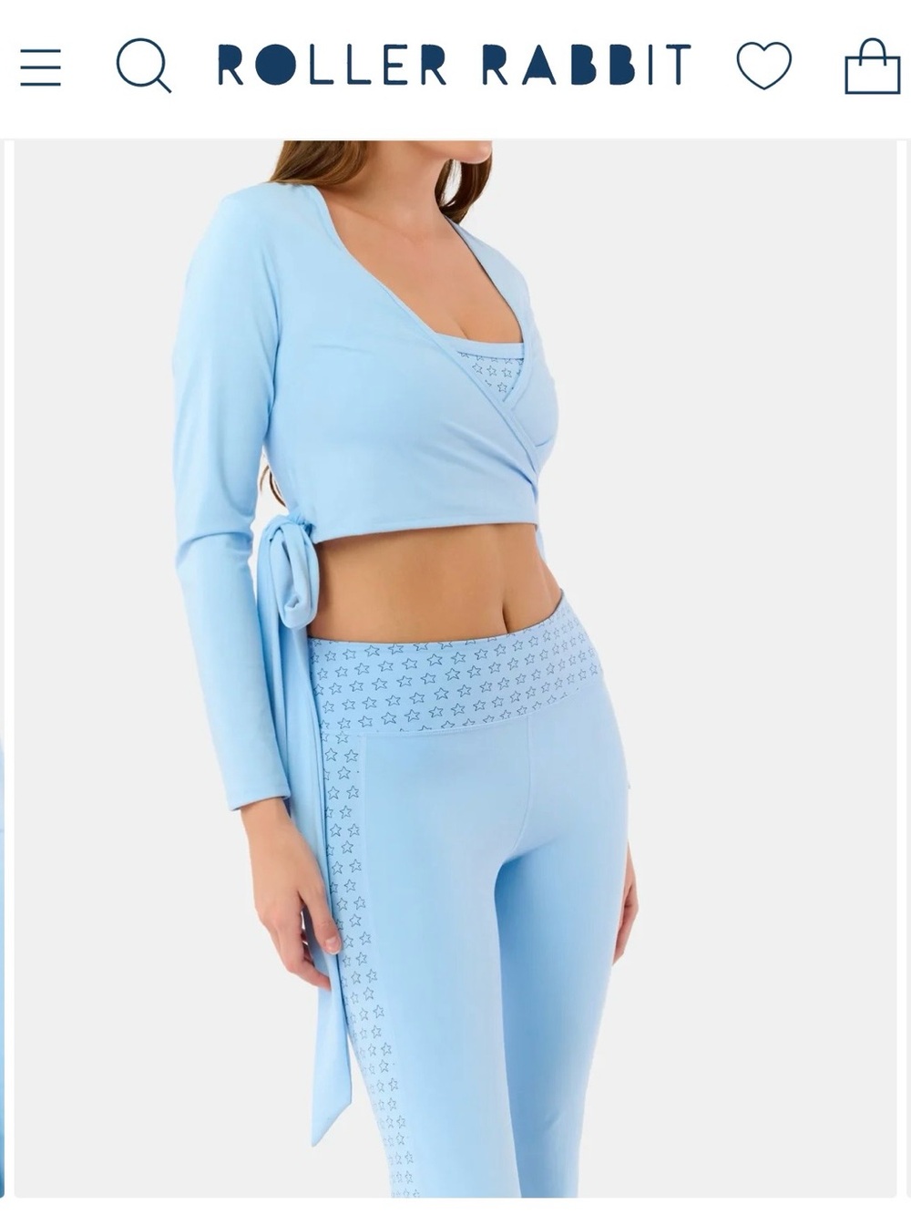 Roller Rabbit Sky Blue Wrap Crop Top